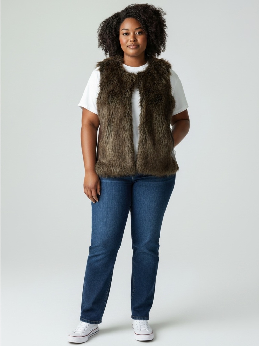 Miss London Faux Fur Vest Size XL Y2K Vintage GUC!